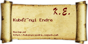 Kubányi Endre névjegykártya